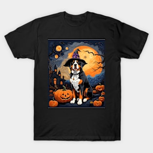 Aesthetic Halloween Greater Swiss Mountain Dog Witch Pumpkin Horror Nights Custom T-Shirt